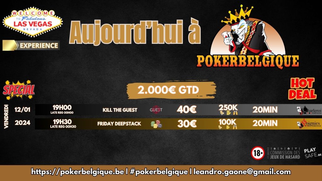 Ce vendredi 12/01 à Poker Belgique