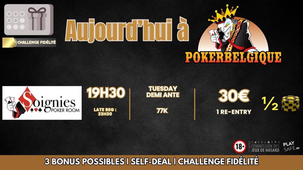Ce mardi 23/01 à Poker Belgique