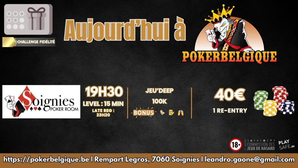Ce jeudi 18/11 à Poker Belgique
