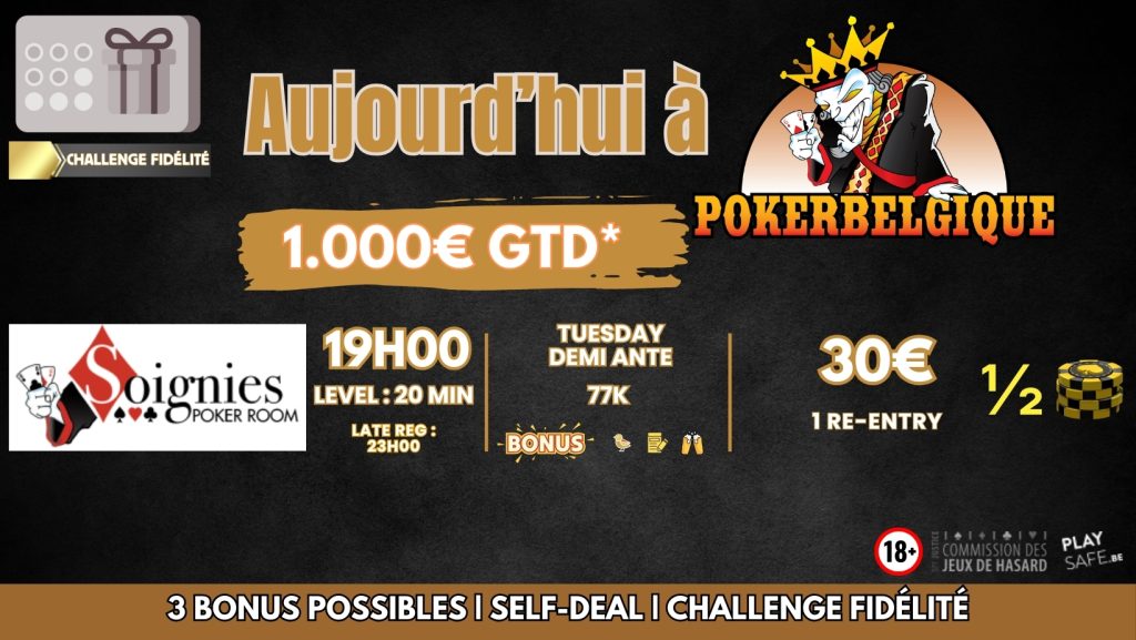 Ce mardi 27/02 à Poker Belgique