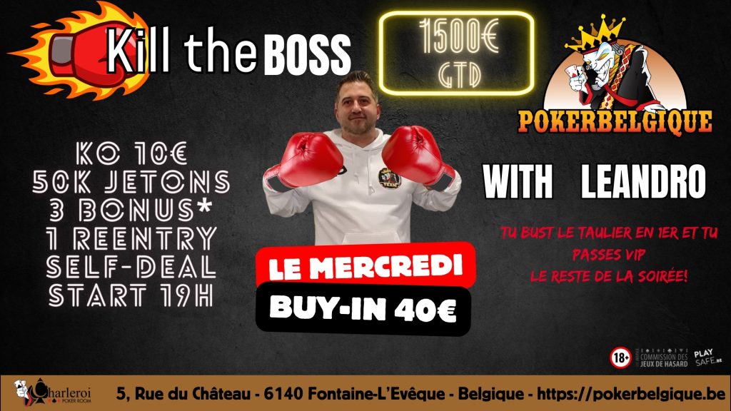 Ce mercredi 28/02, ce sera un KO avec Leandro comme hôte à Poker Belgique Charleroi!