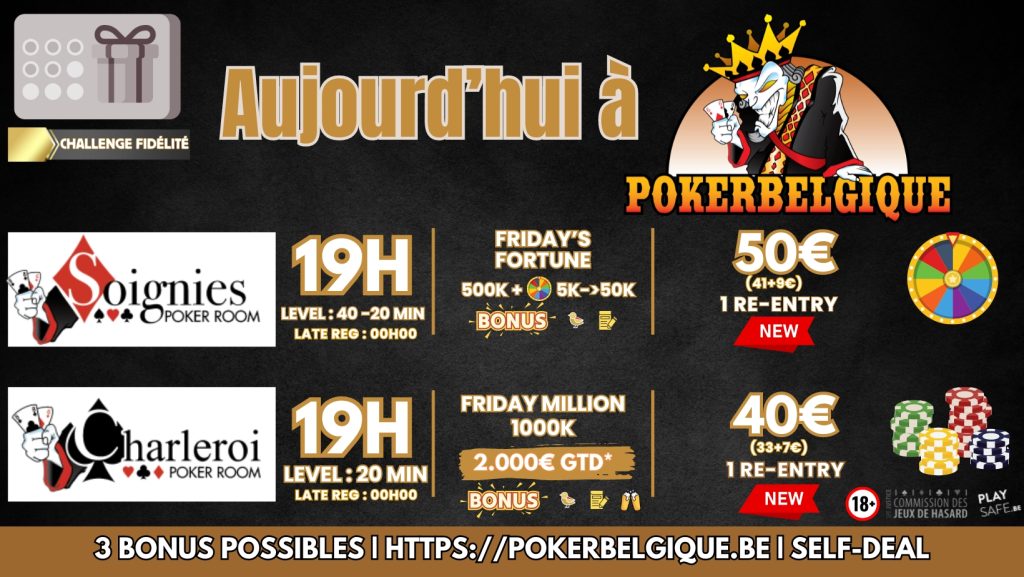 Ce vendredi 15/03 à Poker Belgique, si vous voulez des jetons, on va vous en donner!