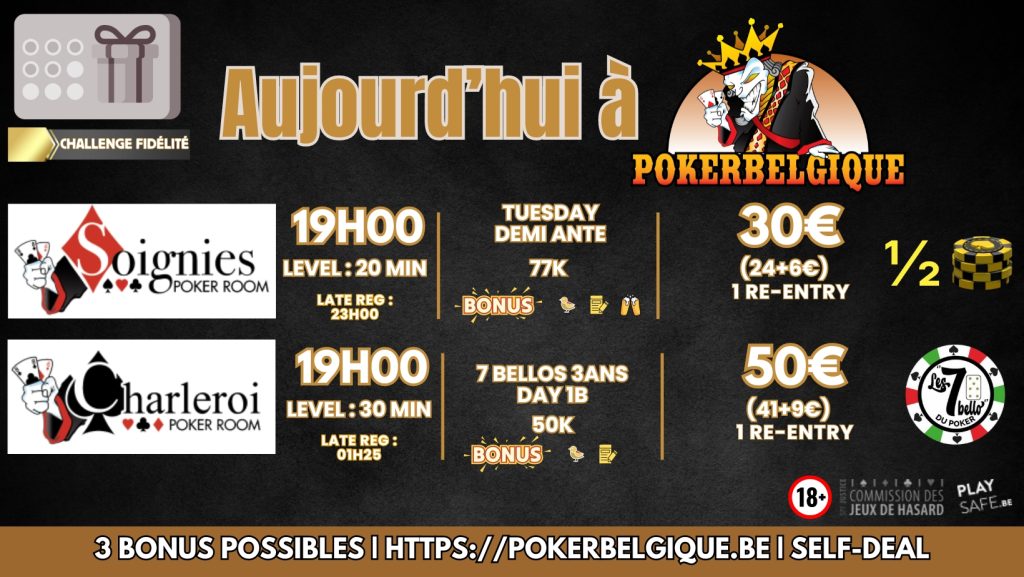 Ce mardi 19/03 à Poker Belgique